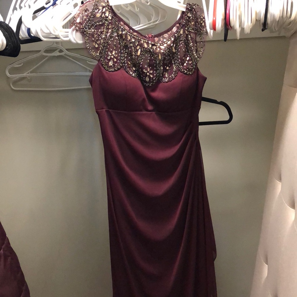 Burgundy Beaded Bridesmaid Dress